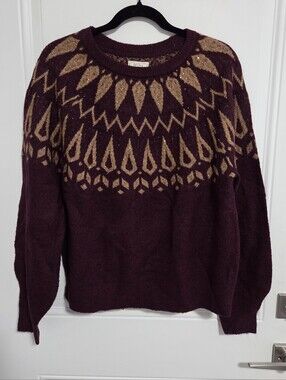 NWT - Fat Face Women's Wool Blended FairIsle Sparkly Sweater - US 12/L